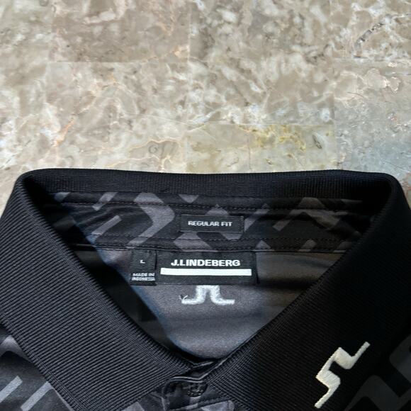 J Lindeberg Polo Shirt Mens Large Black Tour Tech Short Sleeve Golf Performance - Picture 5 of 9